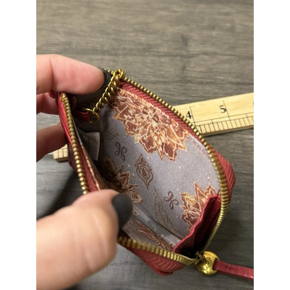 Hobo International Leather Wallet Card Case Red Zipper Coin Purse‎